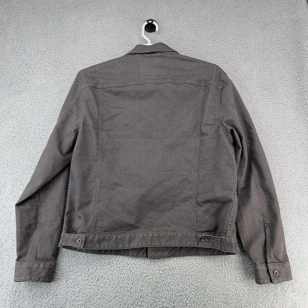 John Varvatos Jacket Mens XL Gray Denim Biker Full Zip Pockets Trucker Stretch - Picture 9 of 12